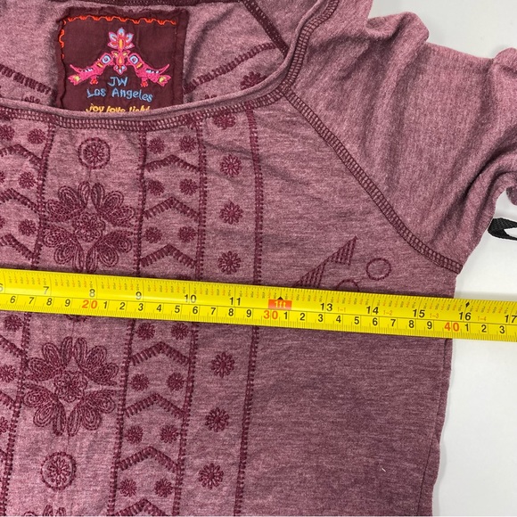 Johnny Was Maroon Embroidered Long Sleeve Shirt XS - Picture 6 of 8